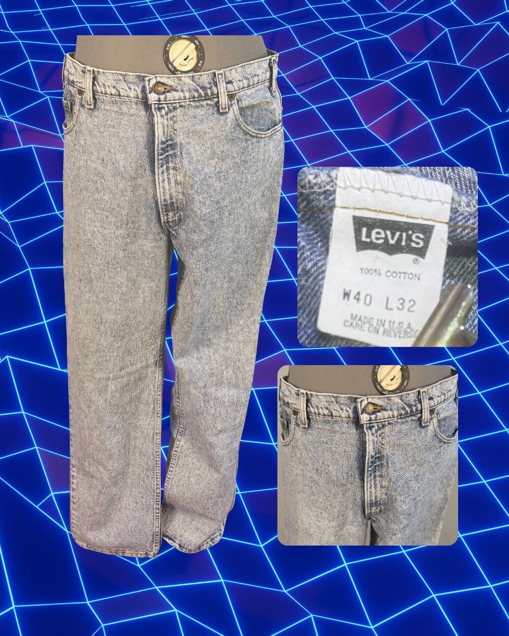 Volup Vintage 80s Levis 540 Acid Wash Leather Tab Relaxed Fit Jeans Size 40x32
